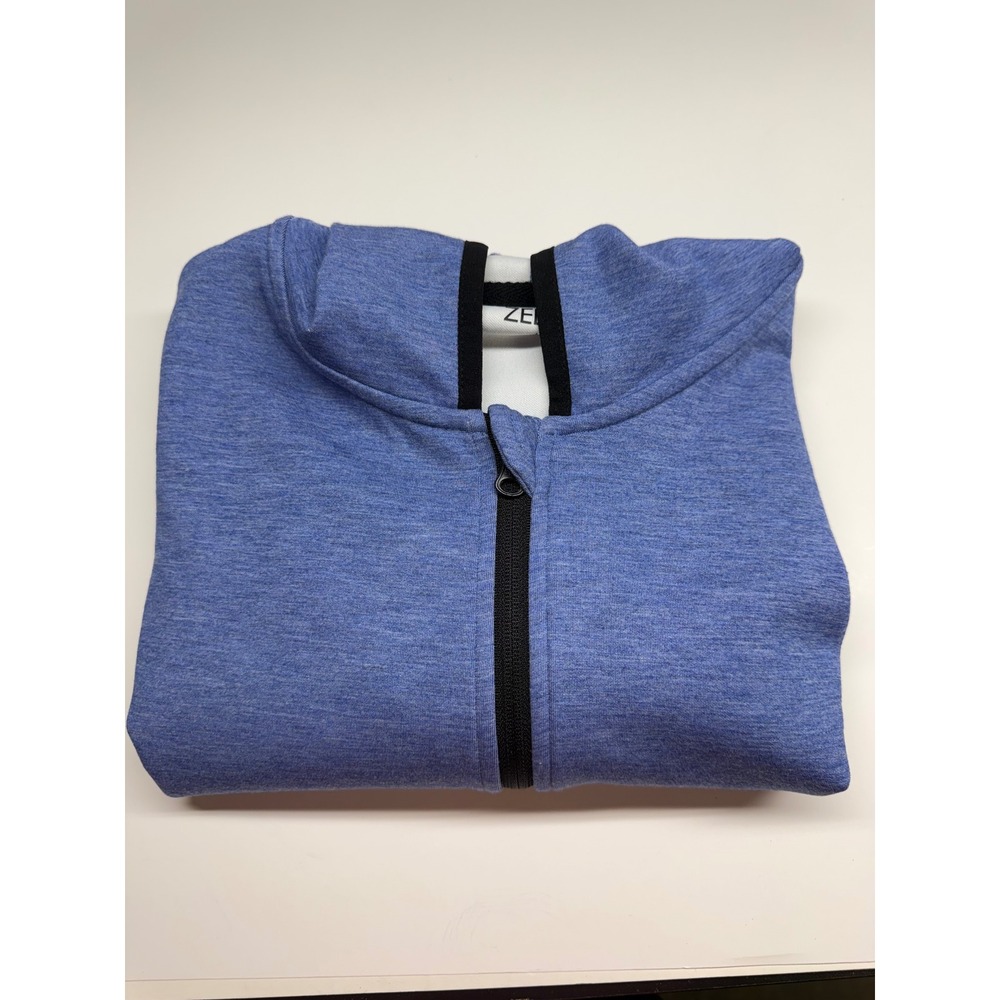 Zelos Womens Blue Heathered Full Zip Sleeveless Hoodie Vest Size Large NWT
